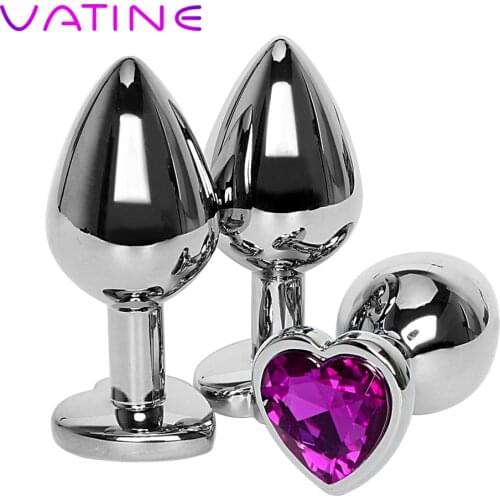 VATINE Heart Shaped Stainless Steel Anal Plug Sex Toys For Woman Men Gay Crystal Jewelry Prostate Massager Butt Plug