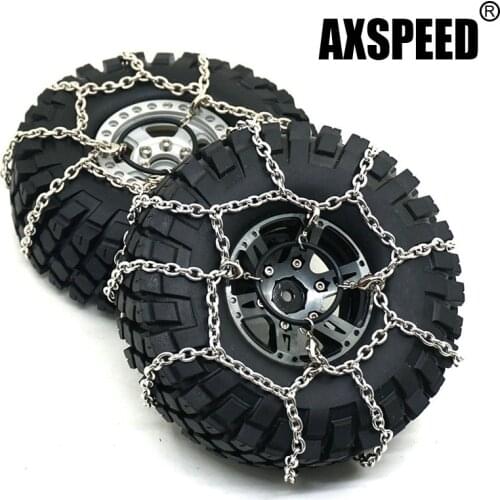 AXSPEED Metal Silver 114mm 1.9 Inch Tires Snow Chain for 1/10 RC Rock Crawler TRX-4 TRX4 Axial SCX10 90046 1/2/4Pairs