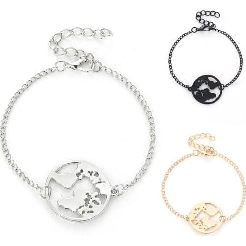 Hollow World Map Bracelet Adjustable Link Chain Bracelet Women Anniversary Party Charm Bracelet Trendy Jewelry Gifts