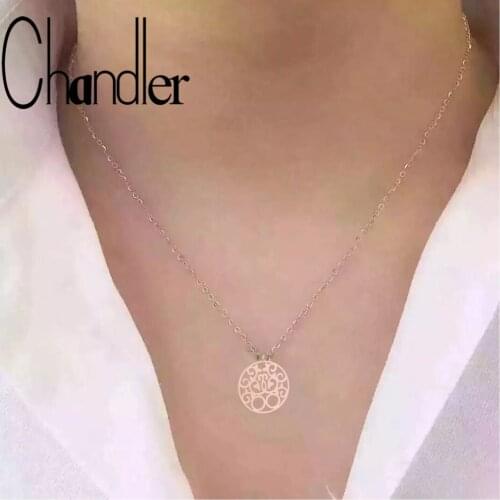 Chandler Rose Gold Karma Necklace Simple Thin Chain Necklaces Minimalist Colier Musilm Religious Jewelry Stainless Steel Chokers