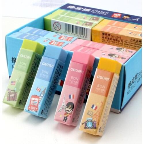 DeLi Pencil Erasers Cute Cartoon Solid Colors Eraser Office Stationery for School Student Supplies Art Eraser for Student