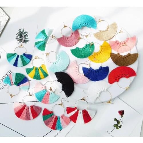 HC 22 Color Korean Fashion Tassel Dangle Earrings серьги for Women Boho Jewelry 2021 Trend Geometric Hanging Earrings pendientes