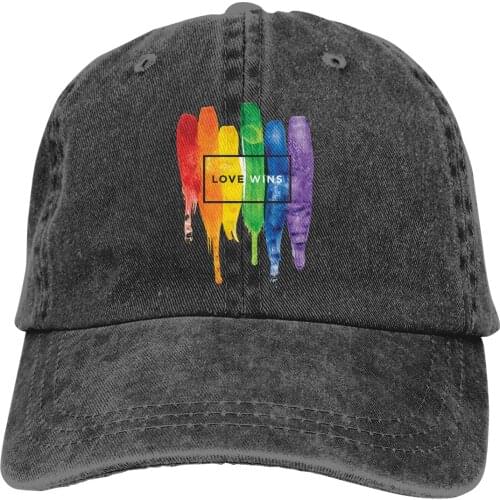 Watercolor LGBT Love Wins Rainbow Paint Typographic The Baseball Cap Peaked capt Unisex Outdoor Custom LGBT transgender Hats