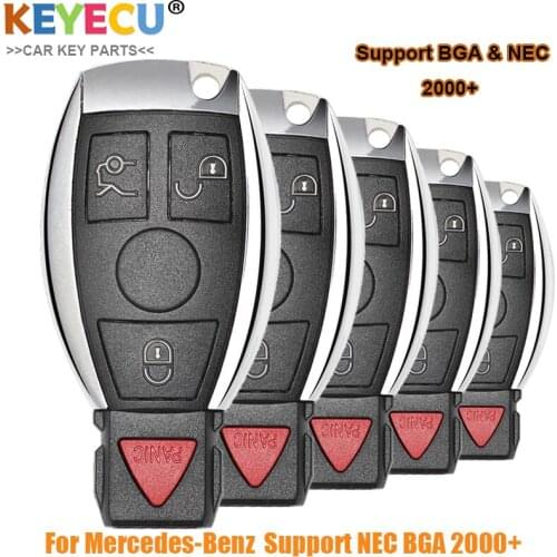 KEYECU 5PCS Smart Remote Car Key for Mercedes-Benz Support NEC BGA 2000+ Year, 705 Moto 1997-2000, FOB 4 Button - 315MHz/ 433MHz