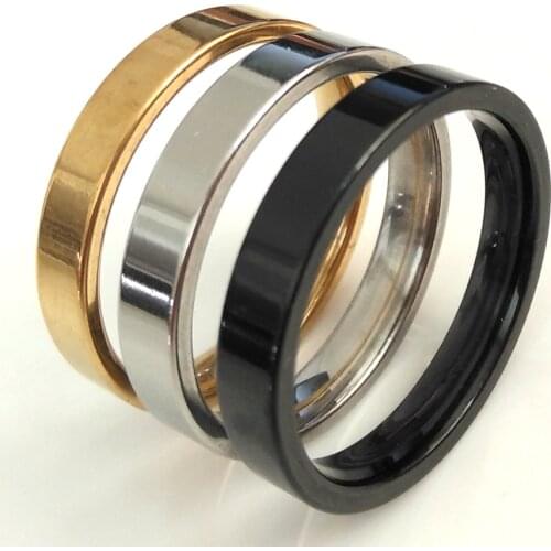Wholesale 100pcs BLACK GOLD SILVER 4mm BAND 316L Stainless Steel Rings Good Finish Surface Mens Womens Trendy Wedding Jewelry