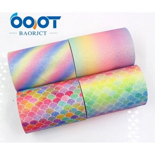 OOOT BAORJCT G-18930-1275,75 mm,2 yards Color glitter powder Thermal transfer Printed grosgrain Ribbons,DIY Wedding decoration