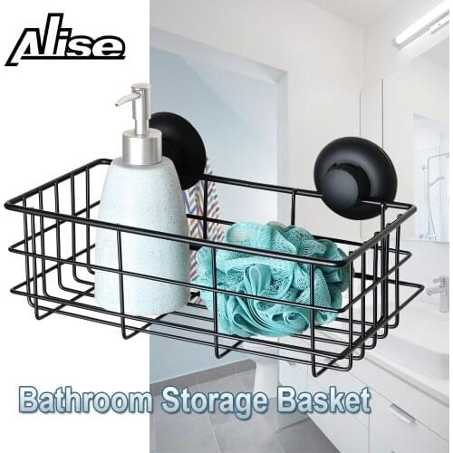Alise Shower Caddy Bathroom Basket Storage Holder Suction Cups Iron Storage Basket 304 Stainless Steel Non-Drilling