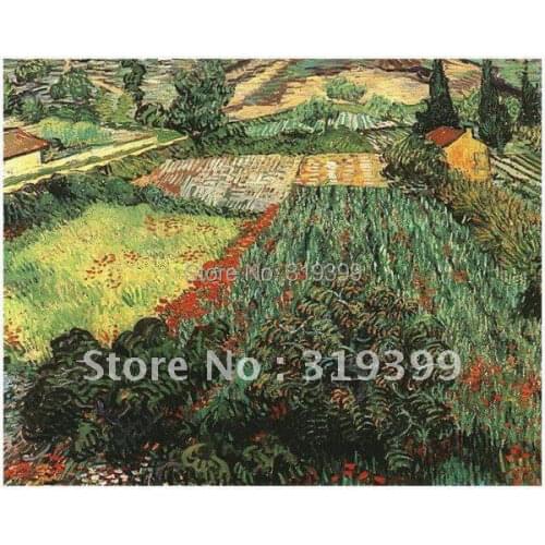 Linen Canvas Oil Painting reproduction,Field with Poppies by vincent van gogh,100% handmade,Free DHL Shipping,Museum quality