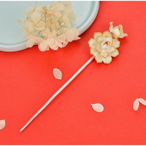 Lotus 925 Sterling Silver Hair Stick Flower Hairpin Women Luxury Jewelry Traditional Girl Gift