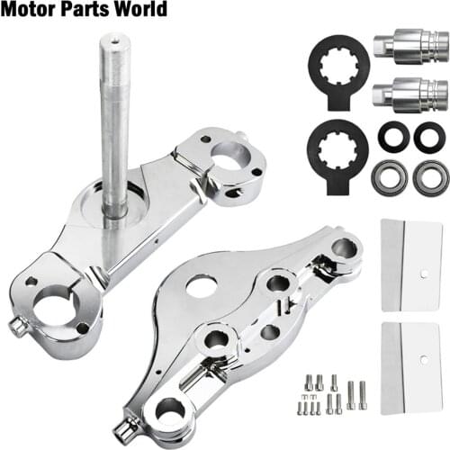 Motorcycle Chrome 11 Degree KO Raked 21'' 23'' Wheels Triple Trees Kits Fit For Harley Touring Electra Glide FLHX FLHT 1997-2013