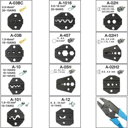 A03BC A03B A10 A101 A1016 A457 A05H A02H A02H1 Die Sets for HS HS FSE AM-10 EM-6B2 CRIMPING PILER Crimping machine modules jaws