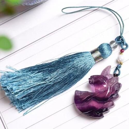 Natural fluorite unicorn random color Keychain pendant crystal gift