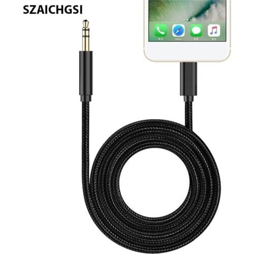 Wholesale 20pcs/lot Black nylon 3.5MM AUX Audio Adapter Cable for iPhone 12 11 X 8 7 6 Car Speaker Headphone Connector Cord