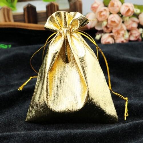 Wholesale 50pcs/Lot 11x16cm Gold/Silver Satin Gift Bag Drawstring Jewelry Pouch Wedding Boutique Gifts Jewelry Packaging Bags