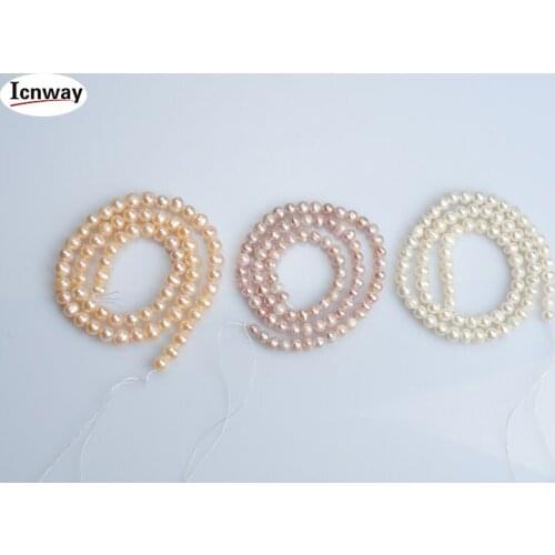 Natural 2 strands round Freshwater Pearl white pink lavender 5-6mm 15inch DIY necklace bracelet earring FreeShipping Wholesale