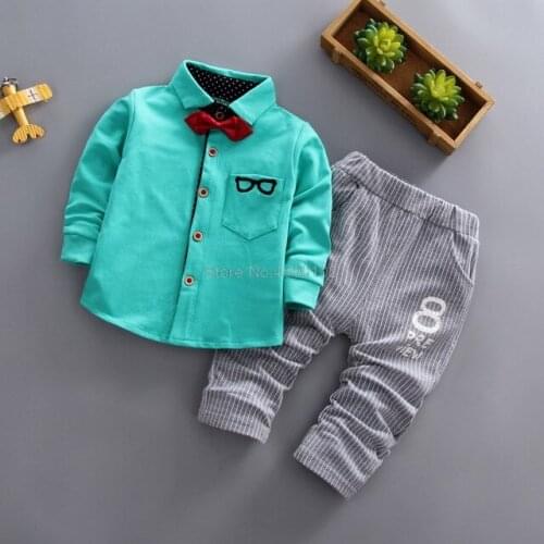 Kids 1 Year Birthday Party Gift Suit Infant Baby Casual Sport Tracksuits 2019 Gentleman Boys Shirt + Pants Clothing set