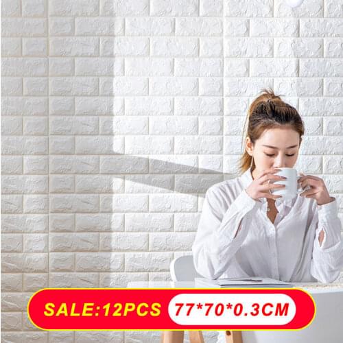 12PCS Self Adhesive Foam Wallpaper 3D Brick Wall Papers Living Room Brick Stickers Home Decor Bedroom Kids Room Brick Papers