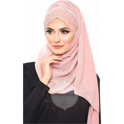 Muslim bubble chiffon hijab scarf women solid color soft long shawls and wraps Islamic Islamic scarf ladies hijabs with