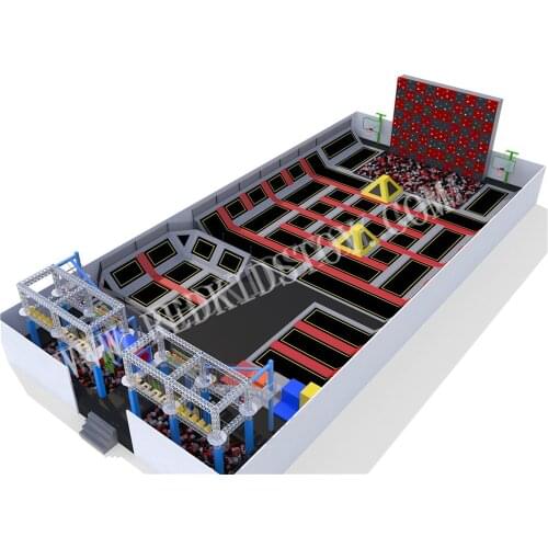 ASTM Certificated Indoor Bungee Trampoline Park With NIJIA Park and 8m High Climbing HZ-LG052