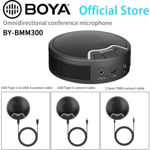 BOYA BY-BMM300 Omnidirectional Conference Microphone Speaker for interface-mounting video phone call conference applications
