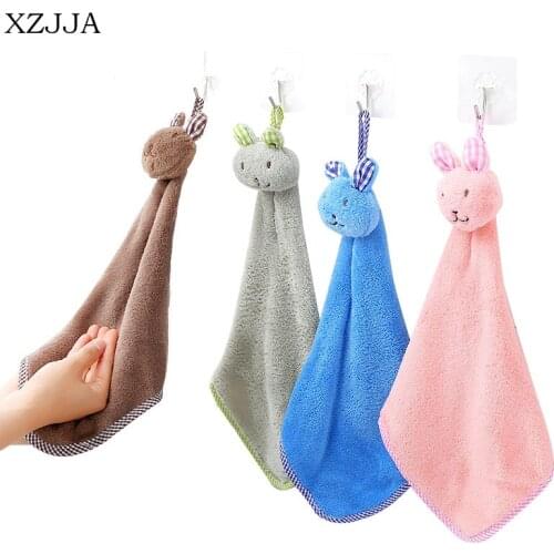 XZJJA 1Pcs Multi-Function Hanging Type Kitchen Cleaning Cloths Cute Rabbit Towel Strong Water Absorption Clean Rag Cleaning Tool