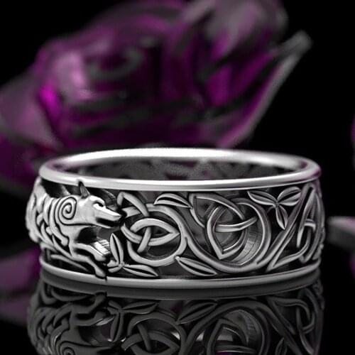 Yobest Norwegian Nordic Viking Wolf Werewolf Mens Ring Punk Jewelry