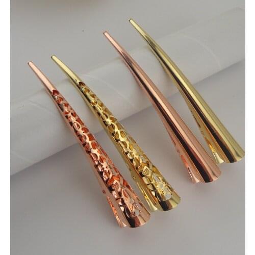 13.0cm Rose Golden/Gold Plain metal beak clips for womens filigree flower large hair clip Heart hairpins for hairdressing salon