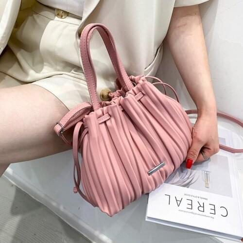 Folds Design PU Leather Crossbody Shoulder Bags for Women 2021 Summer Handbags Luxury Purses Fashion Lady Messenger Bags