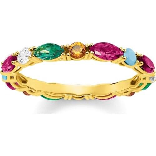 Gold Color Colorful Stones Royal Rings Filigree Ring, Fashion Thomas Style Romantic Eternity Ring Jewelry Ts Good Gift for Women