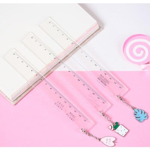 1X Fresh Palm Leaf Flamingo Cactus Straight Ruler Measure Study Drawing Tool Student Stationery School Office Supply Promotion