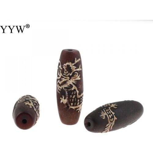 1PC Natural Tibetan Agates Dzi Beads Brown Good Quality Oval Dragon Loose Beads For Making Jewelry 15x15x41mm