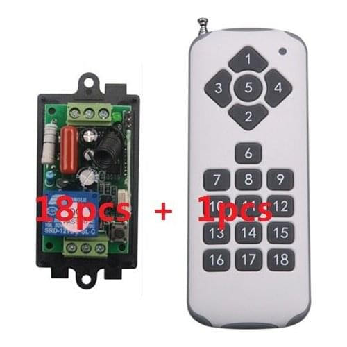 220V 1CH Radio Wireless Remote Control Switch light lamp LED ON OFF 18 Receivers&1transmitter Learning Code Output Adjusted