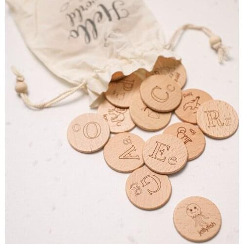 26pcs Baby Wooden Toy Set Double-Side letter Alphabet Animal Cognitive Card Early Education Montessori Puzzle GameToy Kids Gift