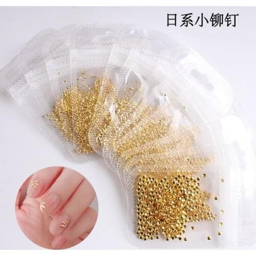 30 Styles 500Pcs/bag 0.8-2mm Ultra-small Nail Metal Rivets Charms Gold/Silver for DIY Nails Decoration, 3D Nail Rivets Studs 11m