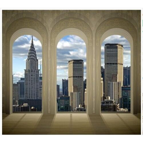 3d wallpaper Custom 3d murals wallpaper for walls 3 d European-style windows outside the city landscape wall paper room decor