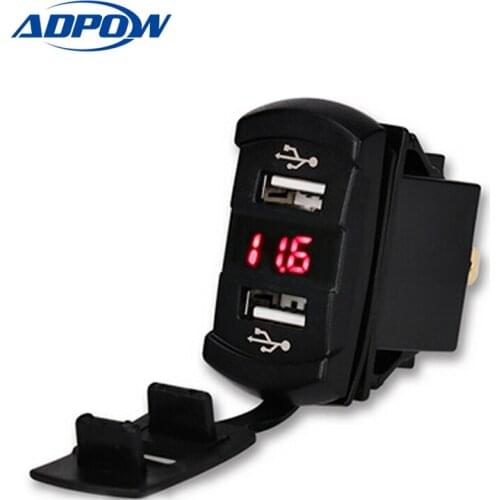 4.2A Dual Usb Car Charger Power Adapter Socket Usb Charger Waterproof LED Voltmeter Power Adapter For truck Motorcycle 12-30V