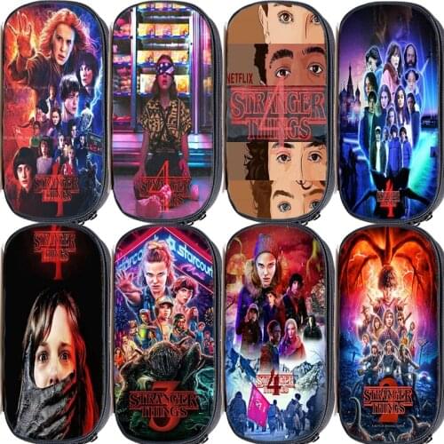 Cartoon Stranger Things Season 4 Pencil Bag Boys Pencil Case Girls Makeup Bags Kids Stationary Bag School Supplies Pencil Pouch