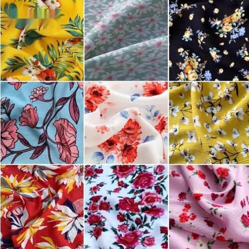 Floral Pleated Cotton Fabric By The Meter Per for Dress Shirt Pants Clothing Cheongsam Summer Soft Poplin Flower Printed Cloth