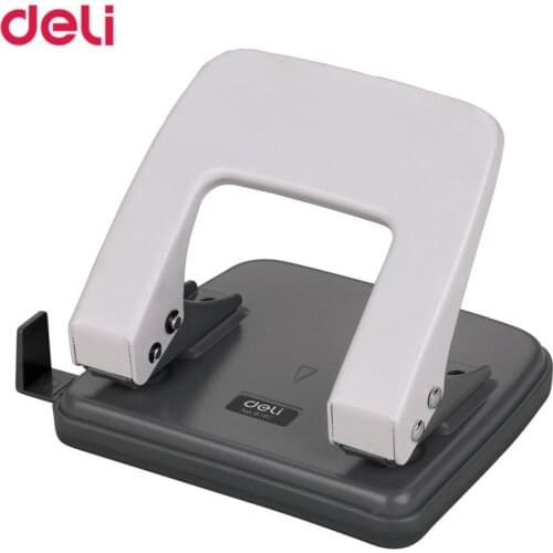 Deli 12mm Deep Paper Punch Iron Metal Grey Blue Normel Style Punch Double Hole Paper 11.5*10*10 Size For School Punchs