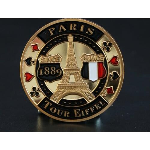 France 1889 Paris Gold Coin Poker Card Lucky Eiffel Tower Commemorative Coins Souvenir Gifts