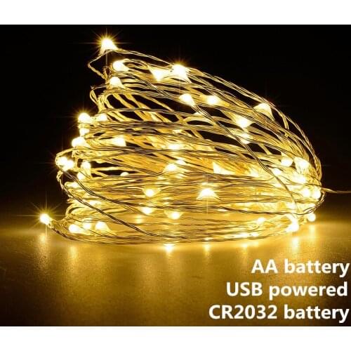 Fairy lights Led Garland Holiday String Light Wire DIY 5M CR2032 Battery Powered Outdoor Cooper Christmas Wedding Party Decor