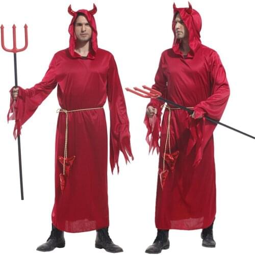 Adult Man Red Devil Halloween Costumes for Christmas Carnival Cos Masquerade Fancy Dress Clothing Evil Cosplay Clothes