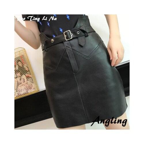 Top brand Women Spring 2020 Genuine Real Sheep Leather Skirt W28 high quality