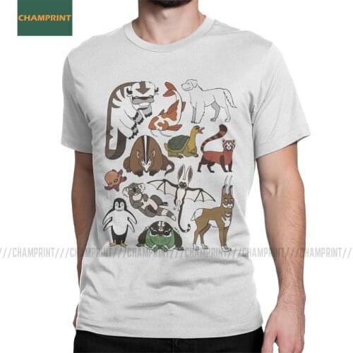 Avatar The Last Airbender Menagerie T Shirt for Men Pure Cotton Leisure T-Shirts Anime Atla Bison Yip Tee Shirt Short Sleeve Top