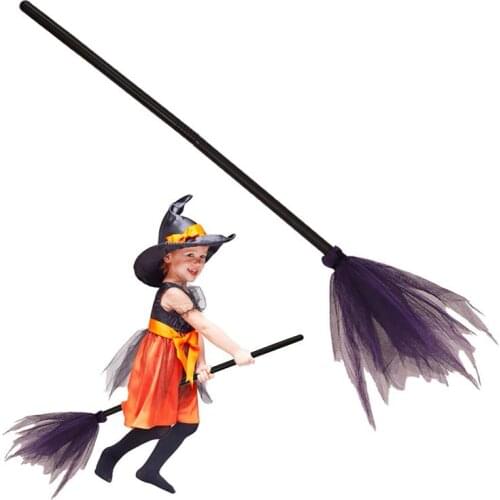 New Witch Broom Halloween Kids Cosplay Role-Playing Plastic Broom Props For Festivals Costume Party Halloween Decoration