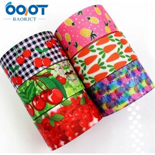 OOOT BAORJCT 1752217 , 25MM fruit Printed grosgrain ribbon, DIY handmade Hair accessories Material wedding gift wrap party