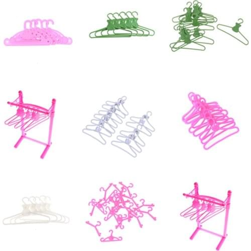 5/6/10/12/20pcs/set Plastic Hangers Dress Clothes Accessories For Doll