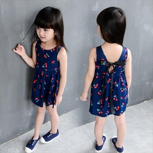 Girls Cherry Dress Long Sleeve Spring/Summer Childrens Dress Princess Dress Childrens Wear Girls party dress