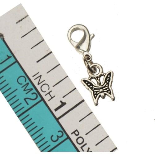 50pcs Charms Necklaces Bracelets 23mm Small Butterfly Suspension Handicrafts DIY Made Silver Metal Jewelry Parts Valentines Day