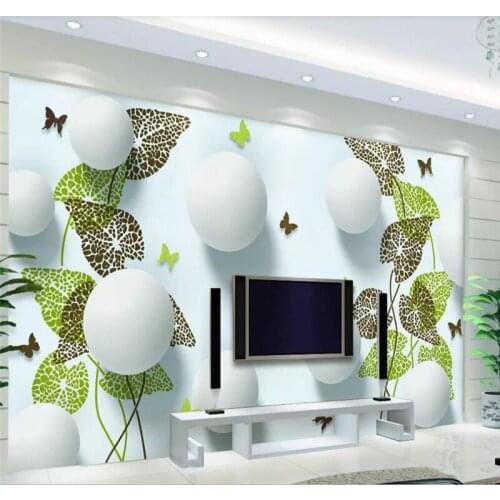Custom wallpaper fresh 3d round ball butterfly calla lily wall decorative painting waterproof material